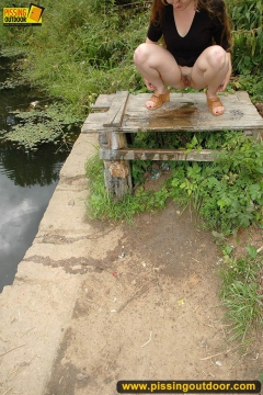 Pissing teen on the old table - N