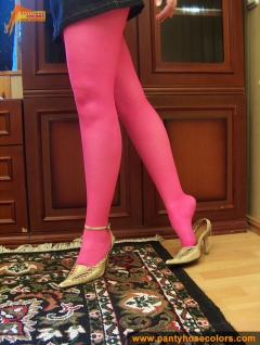 Magenta pantyhose on blonde MILF - N