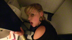 Blonde waitress fucks in the toilet - N