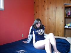 Mindi in her hockey jersey - N