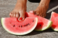 Mature feet and watermelon - N