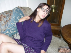NERDY CHICK SHOWS HER HAIRY ASSHOLE - N
