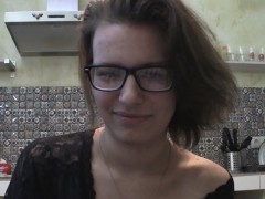 solo-girl-with-glasses-chatting-in-the-kitchen