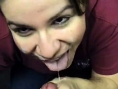Horny Sales Clerk Gives A Blowjob And Gets Cummed