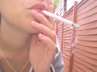 Smoking outdoor tease