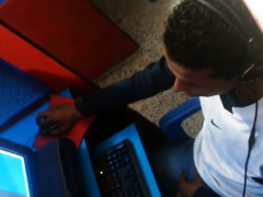 Str8 spy guy cum in his hand in cyber cafe