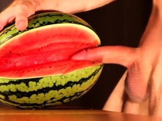 water melon cum - fucking a melon and cumming